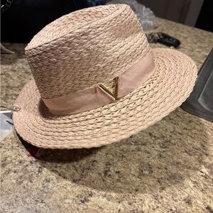 Vince Camuto Pink and Gold Hat with Chic Design
